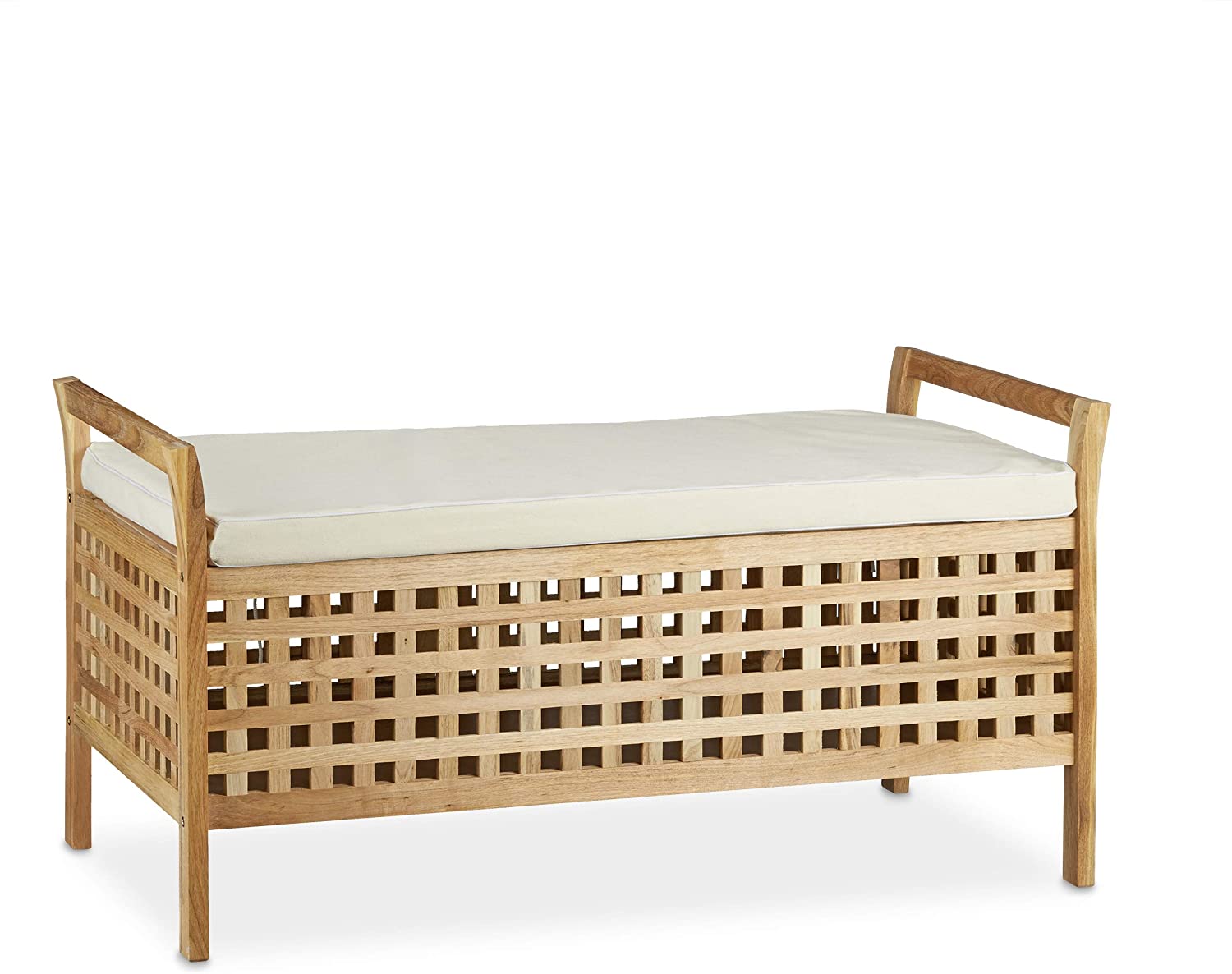 Relaxdays Σκαμπό από Ξύλο με Αποθηκευτικό Χώρο - 46,5 x 92,6 x 49 cm - Natural - 4052025201494