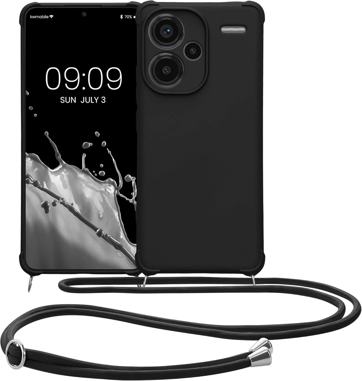 KW Xiaomi Redmi Note 13 Pro+ 5G Θήκη Σιλικόνης TPU με Λουράκι - Black