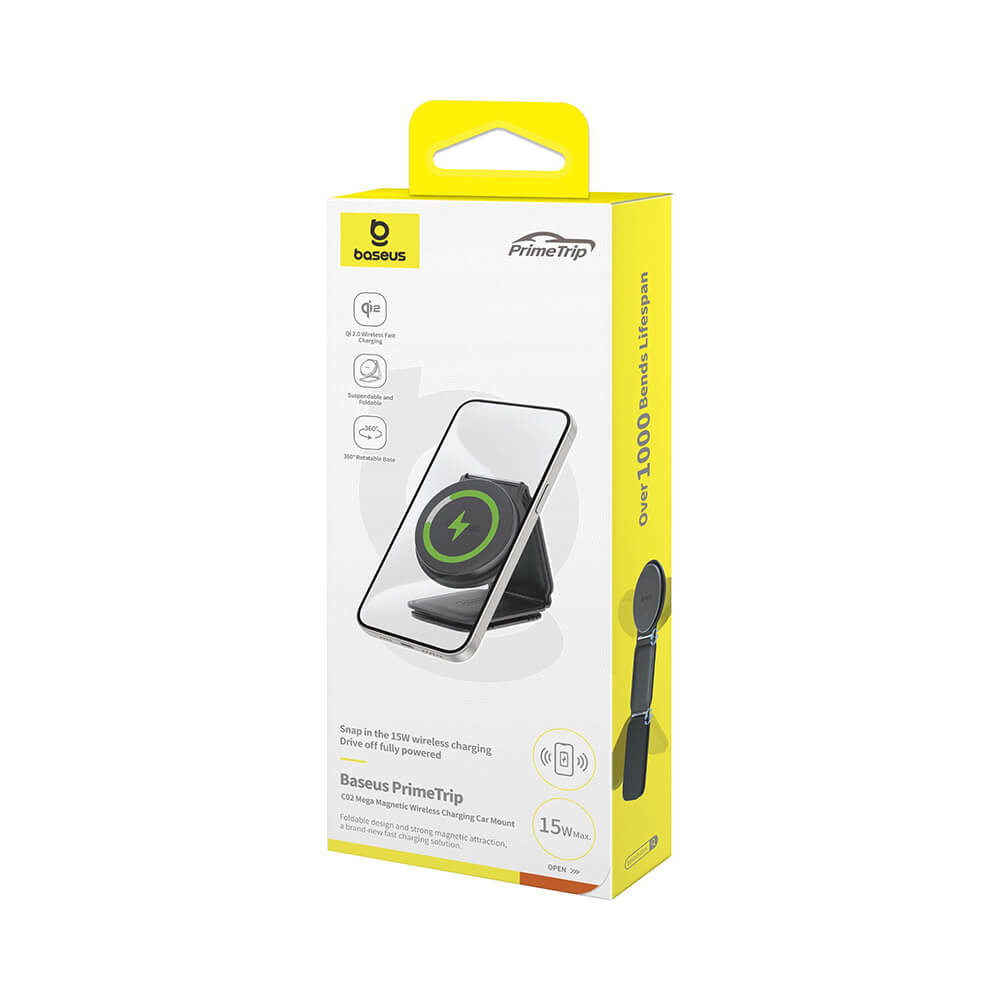 Baseus PrimeTrip C02 Μαγνητική Βάση Αυτοκινήτου για το Ταμπλό με Ασύρματη Φόρτιση MagSafe 15W - Cluster Black