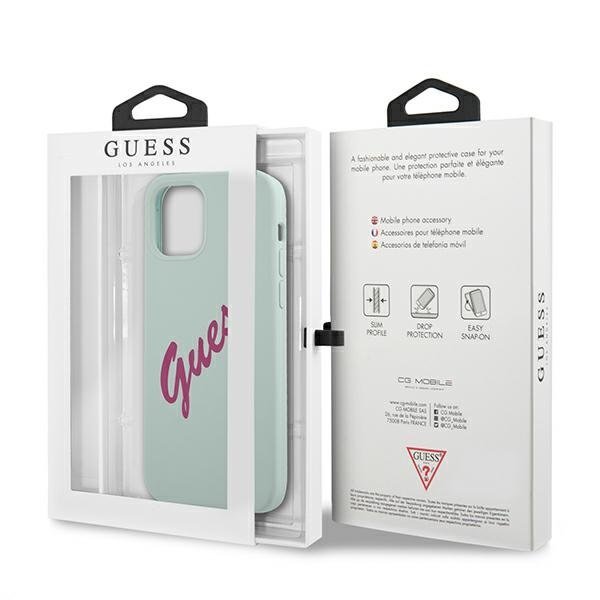 Guess iPhone 12 / iPhone 12 Pro Silicone Vintage Script Θήκη Σιλικόνης - Blue / Fuschia - GUHCP12MLSVSBF