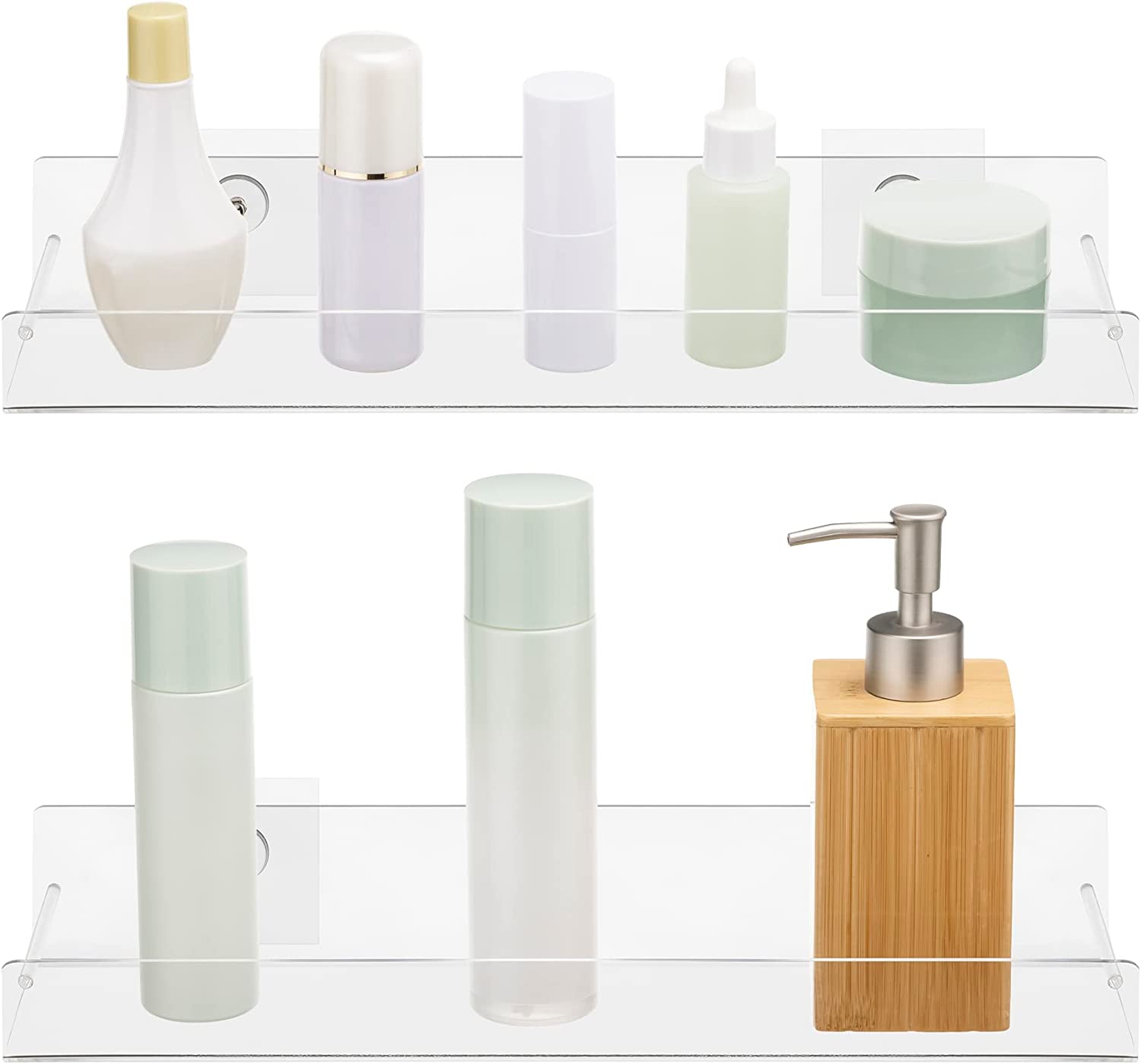 Navaris Σετ με 2 Ακρυλικά Ράφια Ντουζιέρας με Αυτοκόλλητο - Διάφανα - 58853.02