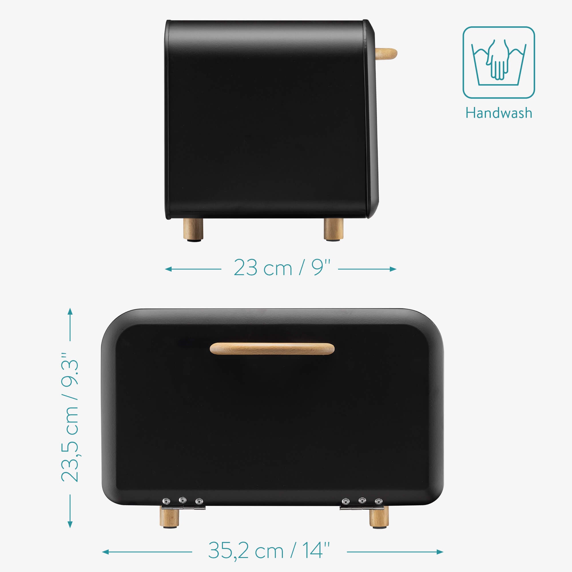 Navaris Μεταλλικό Κουτί Αποθήκευσης Ψωμιού - 35,2 x 23 x 23,5 cm - Black - 51503.02.01