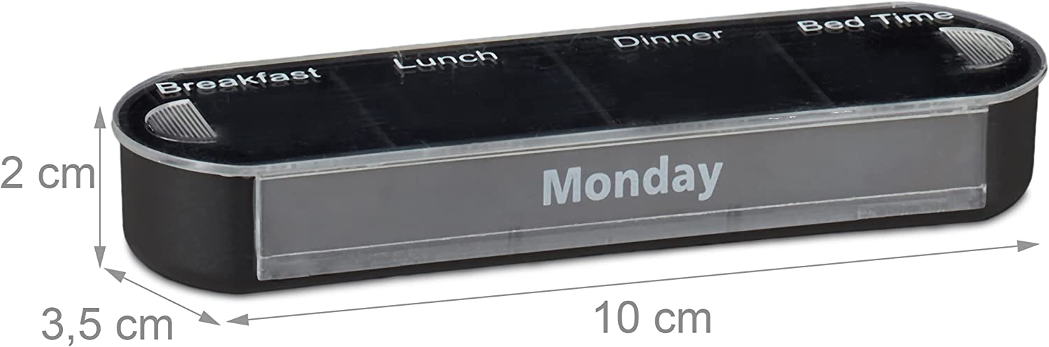 Relaxdays Εβδομαδιαία Θήκη Χαπιών με 4 Διαμερίσματα - Black - 4052025947033