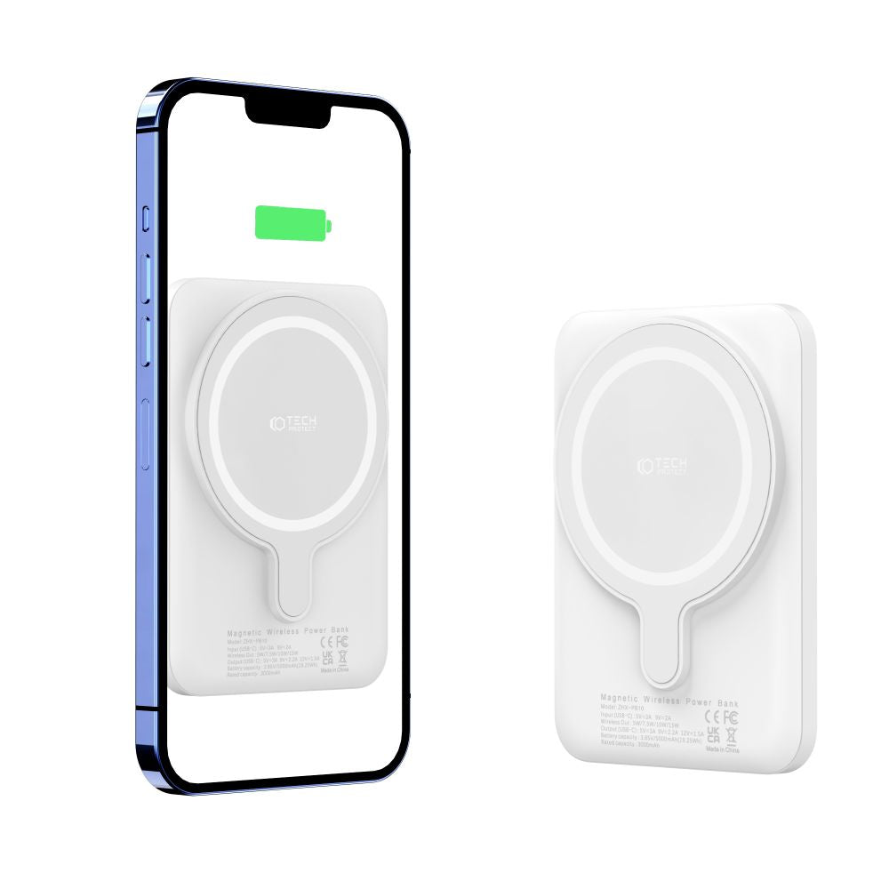 Tech-Protect PB10 Lifemag MagSafe PowerBank Μαγνητικό PowerBank Κινητού 5000 mAh - White