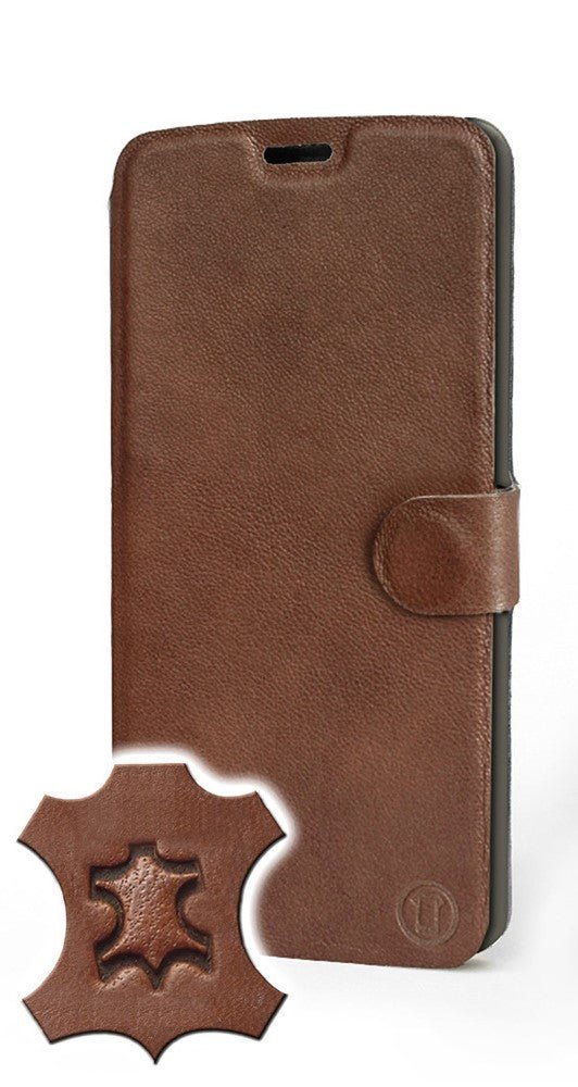 Mobiwear iPhone 14 Pro Θήκη Βιβλίο Slim Flip από Γνήσιο Δέρμα - Καφέ - L_BRS