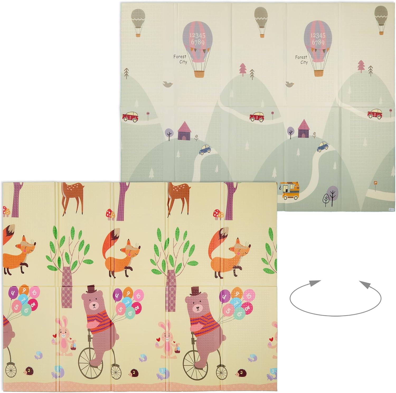 Relaxdays Αναδιπλούμενο Χαλάκι Δραστηριοτήτων Διπλής Όψης για Μωρά - Multicolor - 4052025502683