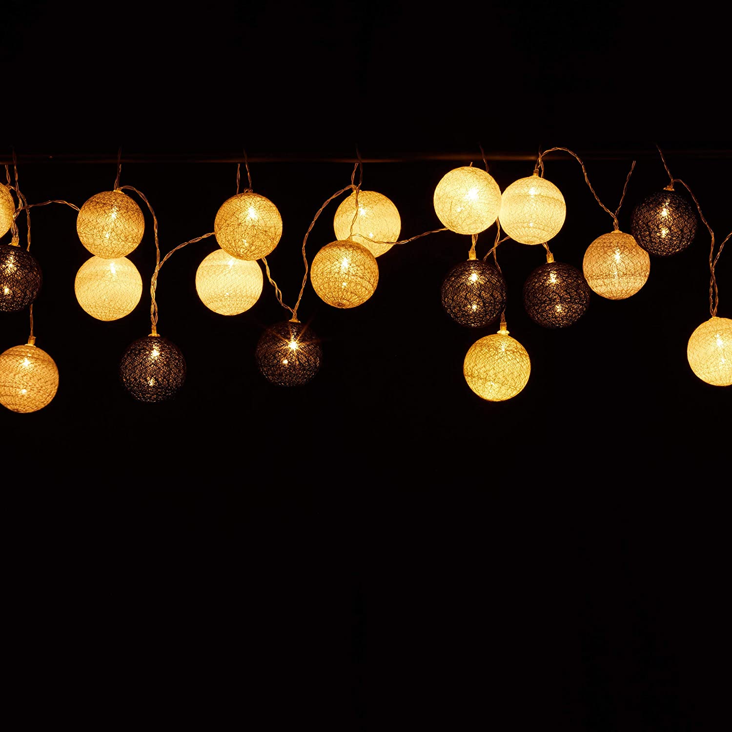 Relaxdays Σετ με 20 Φωτάκια-Μπάλες με Φωτισμό LED - White / Gray / Black - 4052025942878