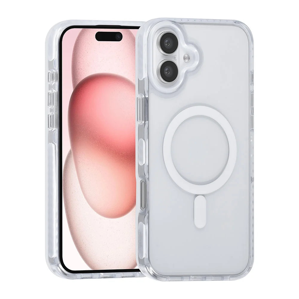 Tuniq iPhone 16 Plus - MagSafe Σκληρή Θήκη με Πλαίσιο Σιλικόνης και Λουράκι - Διάφανη / White