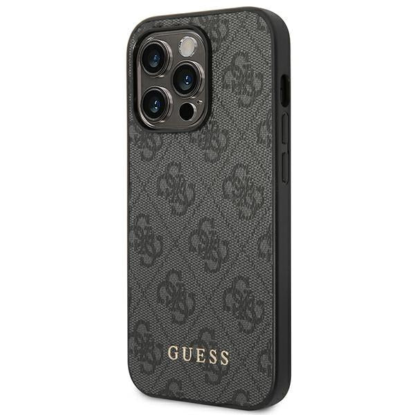 Guess iPhone 14 Pro 4G Saffiano Θήκη με Επένδυση Συνθετικού Δέρματος - Grey - GUHCP14LG4GFGR