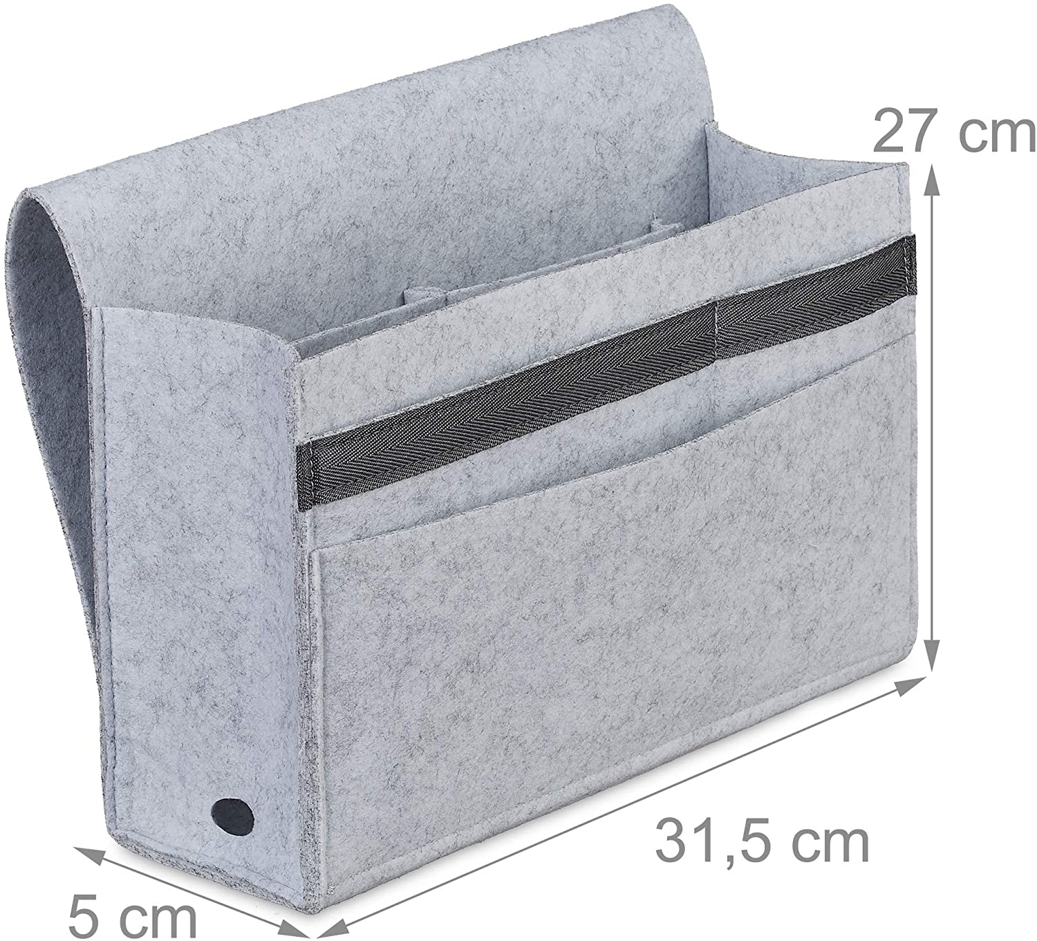 Relaxdays Bed Pocket Τσέπη Organiser Κρεβατιού με Πιάστρα Velcro - Light Grey - 4052025898328