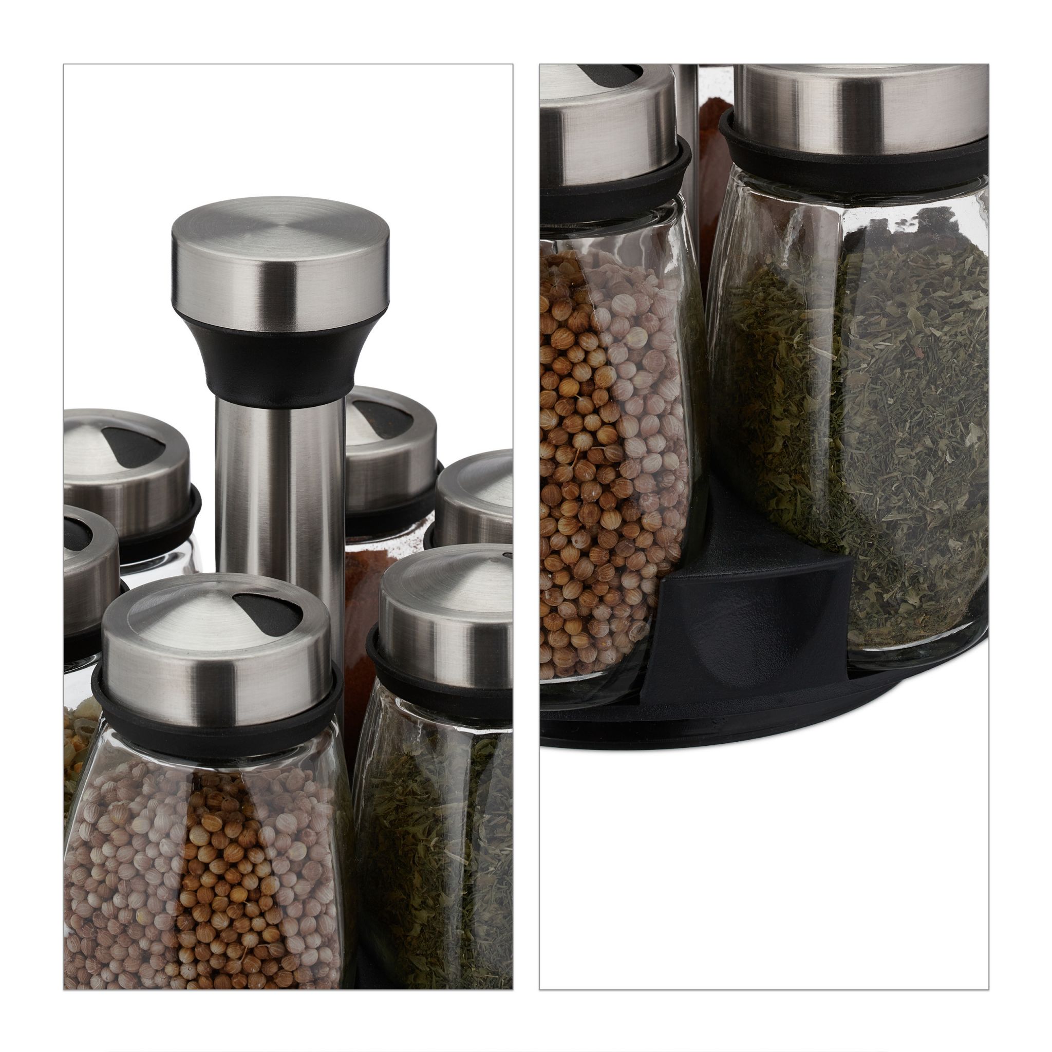 Relaxdays Καρουζέλ Μπαχαρικών με 6 Δοχεία - Silver / Black - 4052025423001