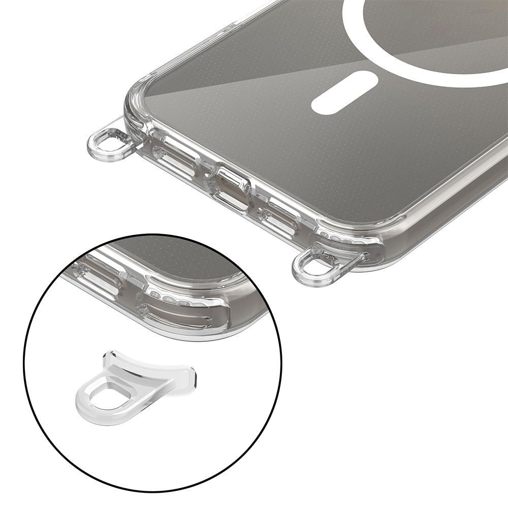 Tech-Protect iPhone 16 Pro Max Flexair Chain MagSafe Σκληρή Θήκη με Πλαίσιο Σιλικόνης και 2 Λουράκια - Διάφανη - Grey / Pink