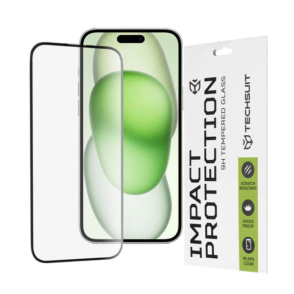 Techsuit iPhone 15 Plus / 16 Plus 9H 111D 0.33mm Full Screen Full Glue Tempered Glass Αντιχαρακτικό Γυαλί Οθόνης - Black