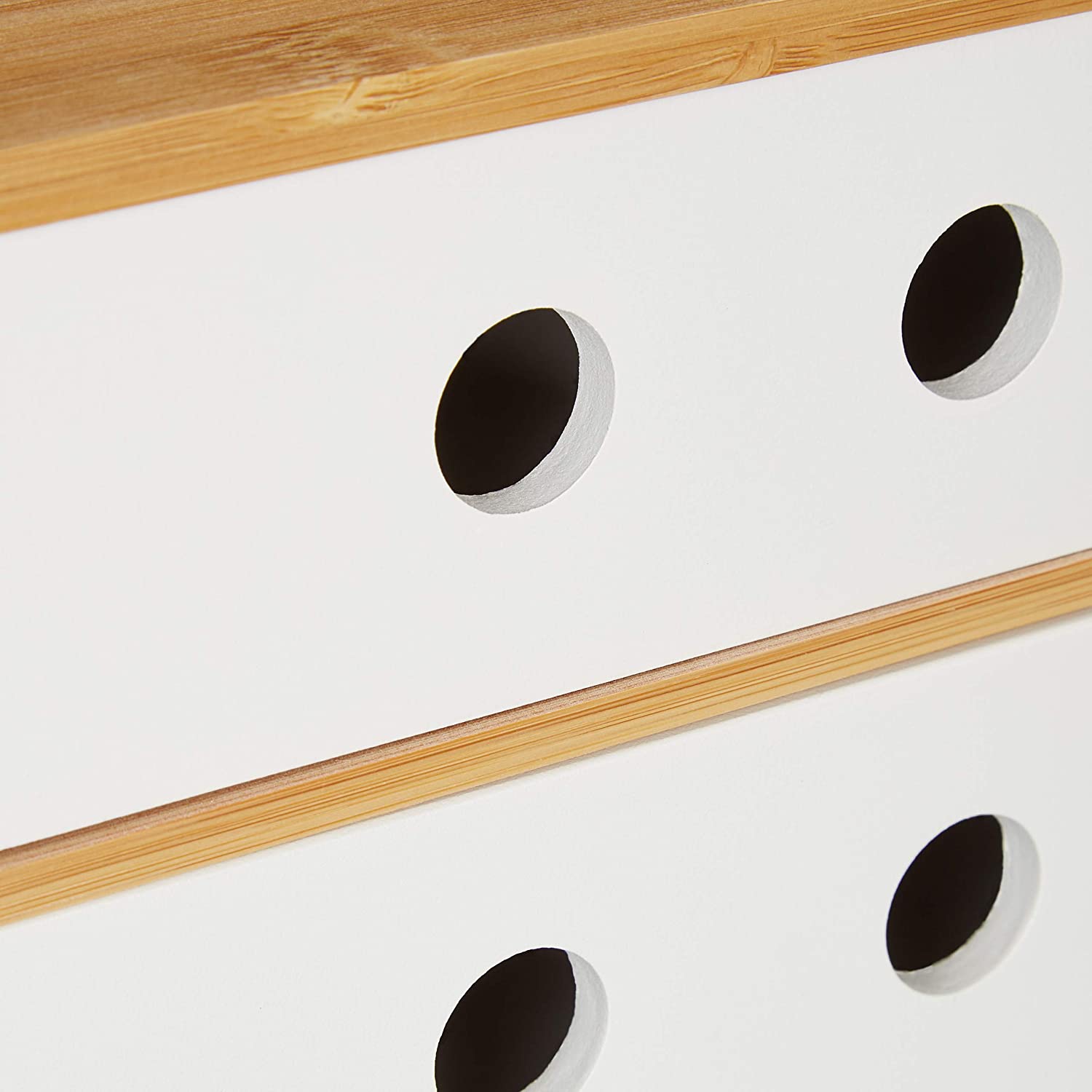 Relaxdays Ξύλινη Βάση Οργάνωσης Γραφείου με 2 Συρτάρια από Bamboo - White / Natural - 4052025902100