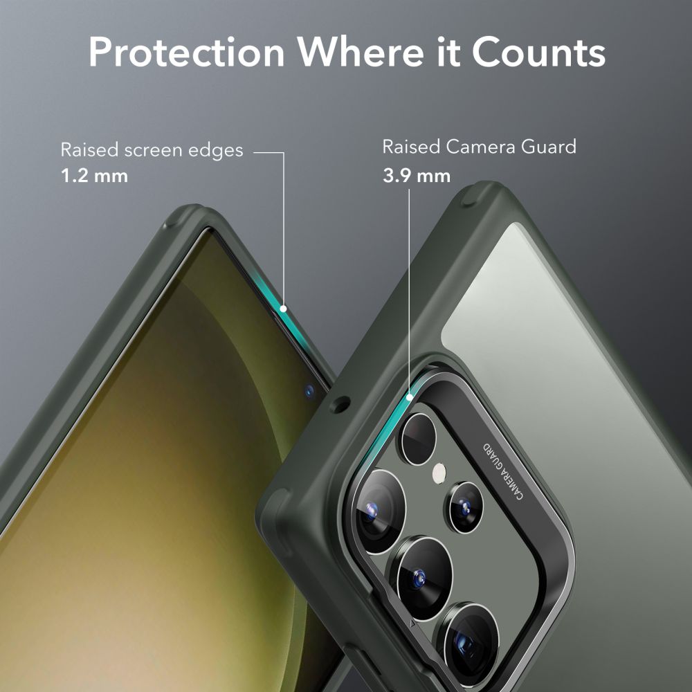 ESR Samsung Galaxy S23 Ultra Classic Kickstand Σκληρή Θήκη με Πλαίσιο Σιλικόνης και Stand - Διάφανη / Green