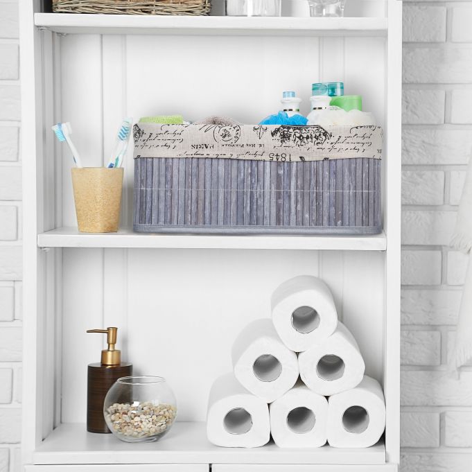 Relaxdays Καλάθι Αποθήκευσης από Bamboo - Grey / Creme / Black - 4052025901219