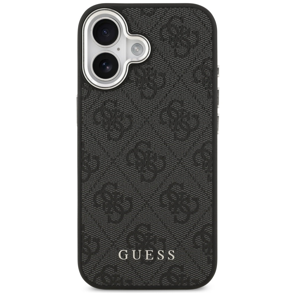 Guess iPhone 17 - 4G Classic Logo MagSafe - Σκληρή Θήκη με Πλαίσιο Σιλικόνης και Επένδυση Οικολογικού Δέρματος - Black - GUHMP17SP4GSSMCK