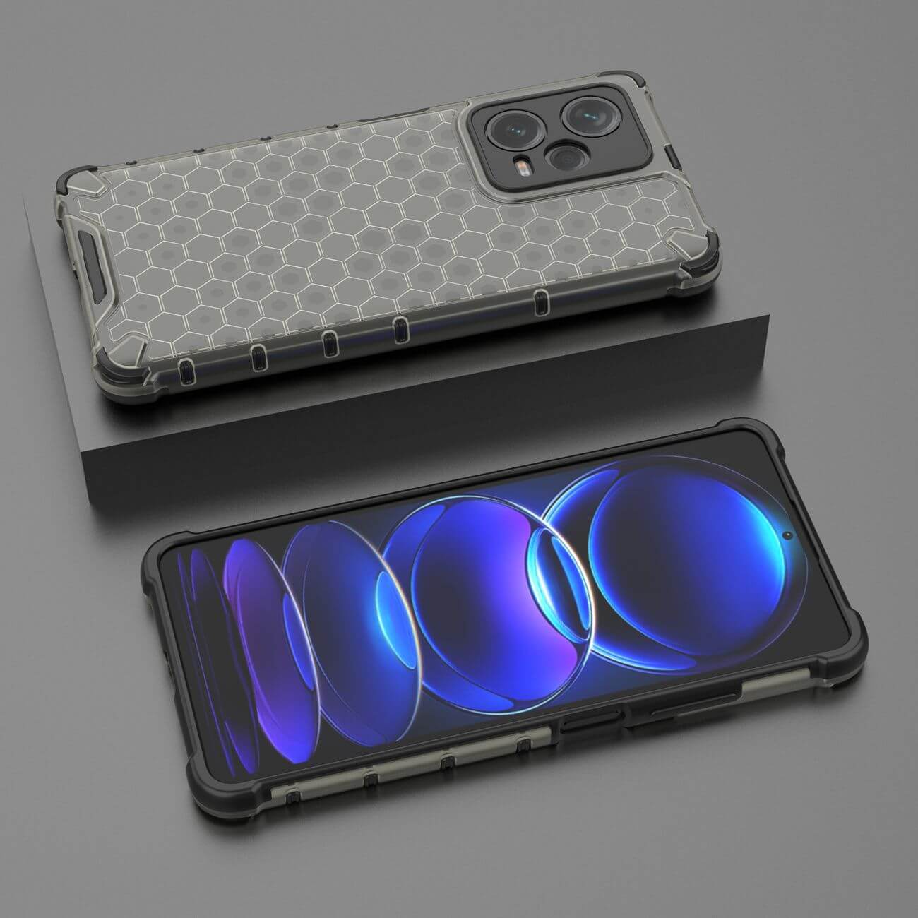 OEM Xiaomi Redmi Note 12 Pro+ Honeycomb Σκληρή Θήκη με Πλαίσιο Σιλικόνης - Black