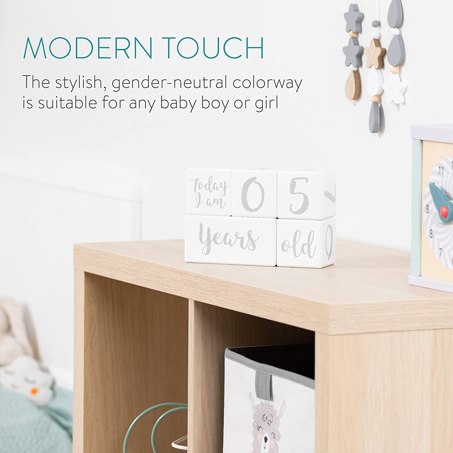 Navaris Milestone Κύβοι Μηνιαίας Φωτογράφησης Μωρού - 5 Τεμάχια - White / Grey - 52325.02