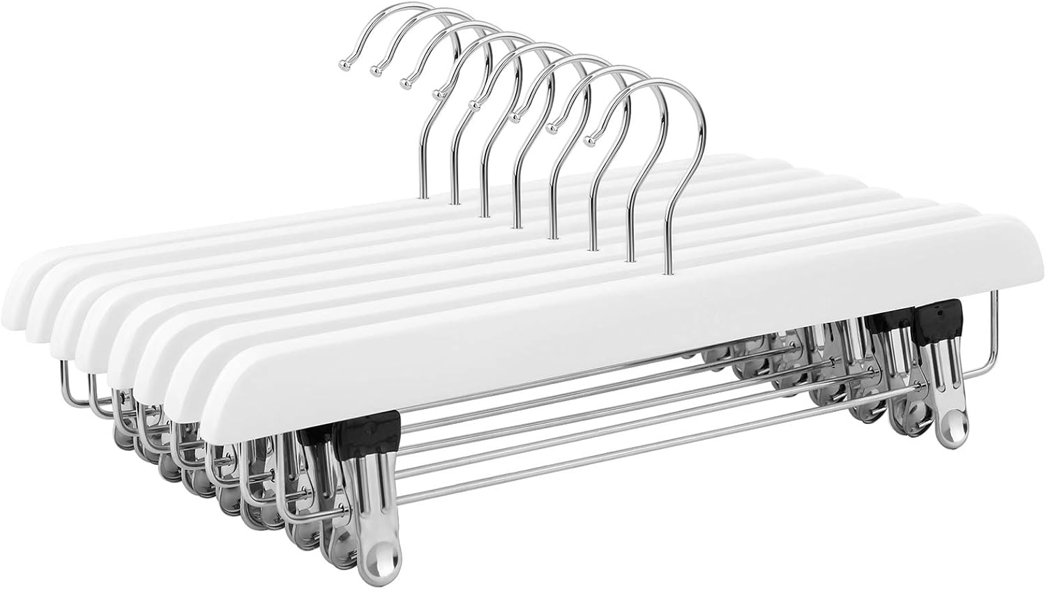 Songmics Σετ με 8 Ξύλινες Κρεμάστρες Παντελονιών - White - CRW008WT-8
