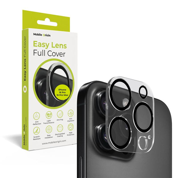 Mobile Origin iPhone 16 Pro / iPhone 16 Pro Max Easy Lens Full Cover 9H Αντιχαρακτικό Γυαλί για την Κάμερα - Διάφανο
