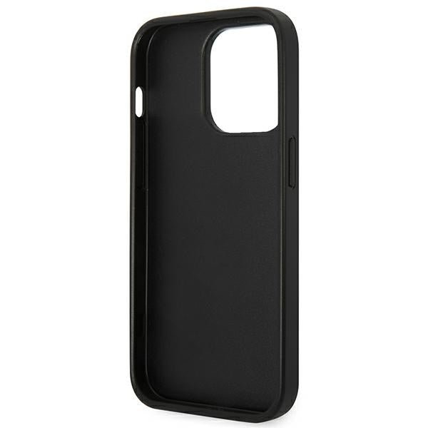 Karl Lagerfeld iPhone 14 Pro - Saffiano Karl's Head Patch Σκληρή Θήκη με Επένδυση Συνθετικού Δέρματος και Πλαίσιο Σιλικόνης - Black - KLHCP14LSAPKHK