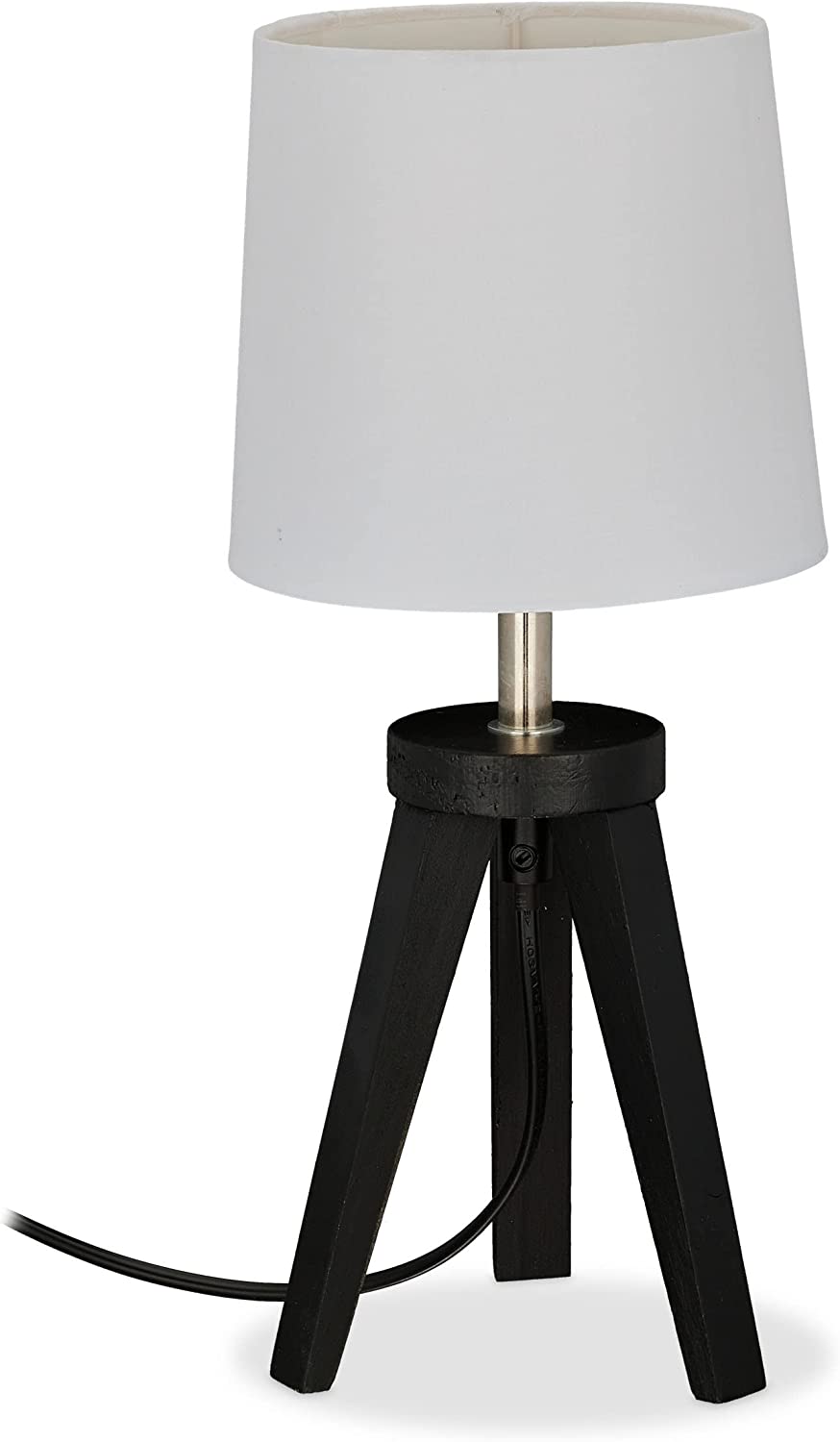 Relaxdays Φωτιστικό Τρίποδο από Φυσικό Ξύλο - Black / White - 4052025413491