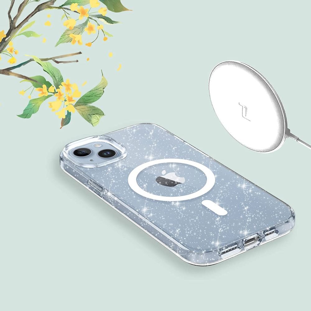 Tech - Protect iPhone 13 / 14 Flexair Hybrid MagSafe Σκληρή Θήκη με Πλαίσιο Σιλικόνης και MagSafe - Glitter