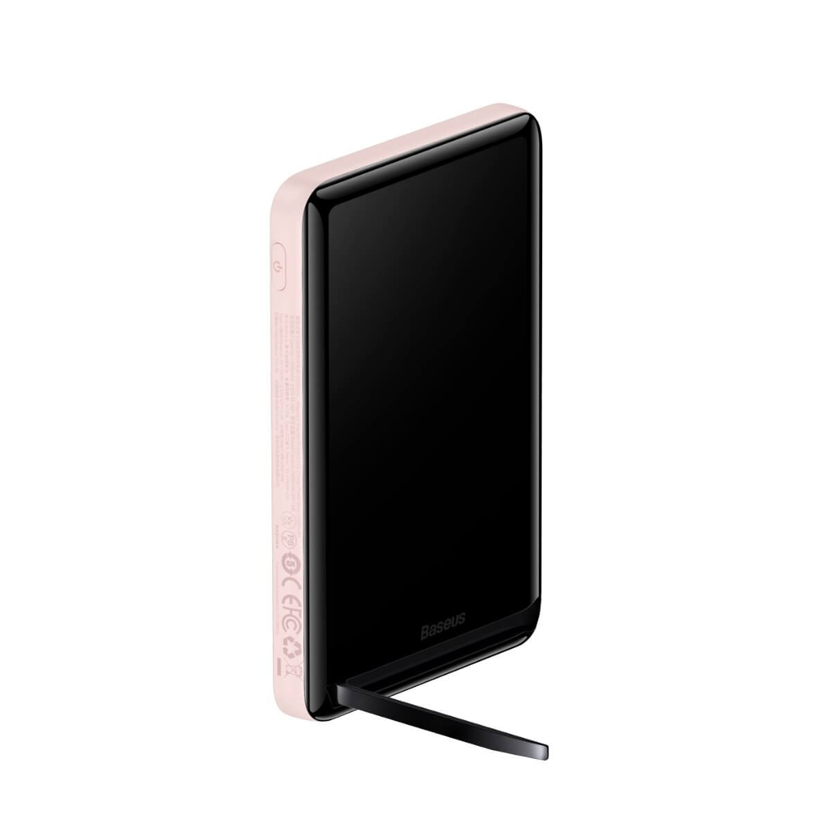 Baseus Magnetic Bracket Wireless PowerBank 10000mAh 20W Ασύρματο PowerBank με MagSafe και Καλώδιο Type C to Type C - Pink - PPCX000004