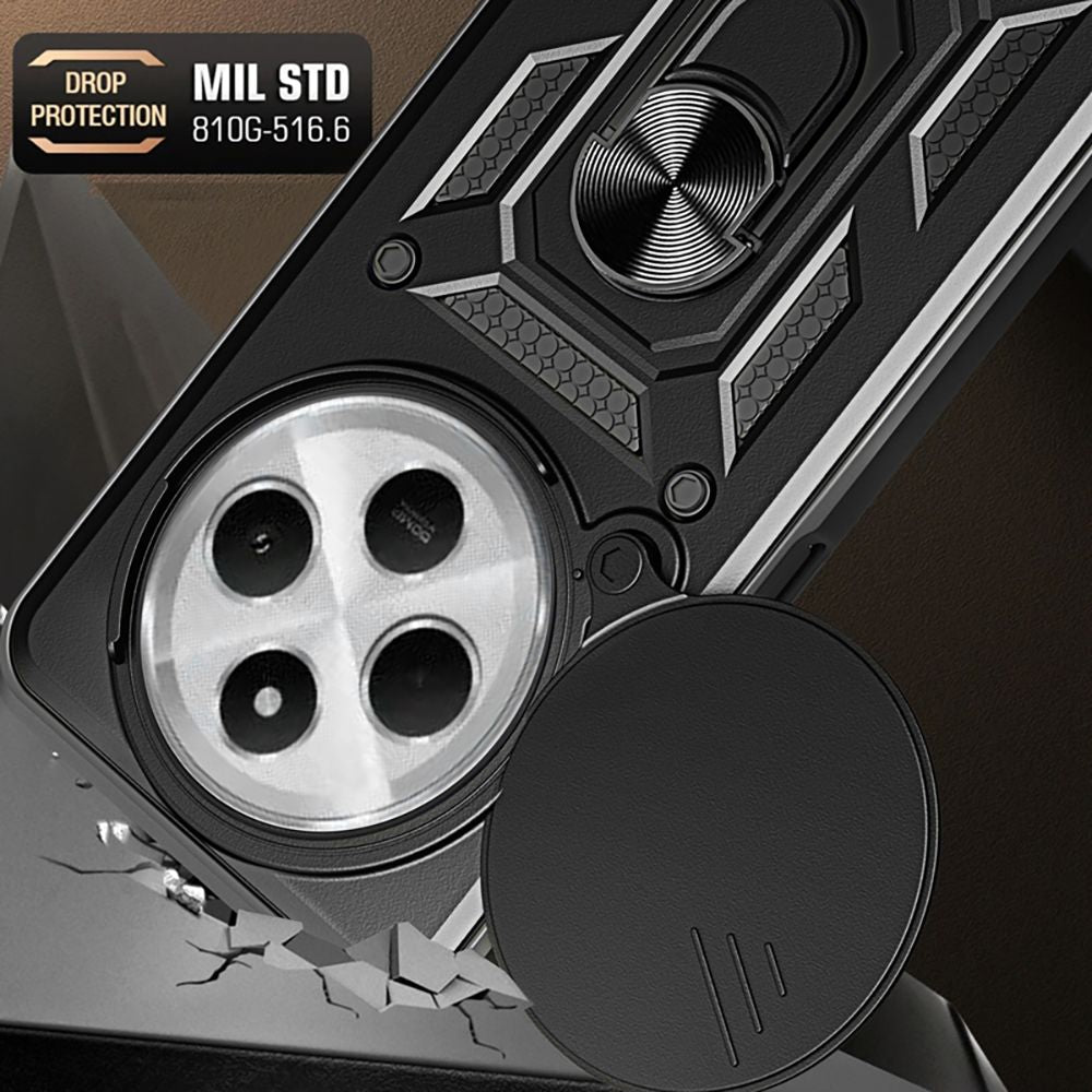 Tech-Protect Xiaomi Redmi 14C / Poco C75 Camshield Pro Σκληρή Θήκη με Πλαίσιο Σιλικόνης και Δαχτυλίδι Συγκράτησης - Black