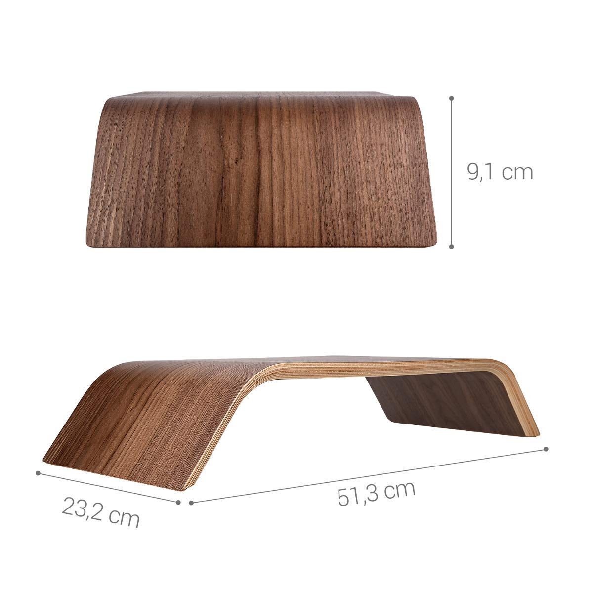 Kalibri Computer Monitor Wood Stand Βάση Στήριξης Οθόνης από Ξύλο - Walnut Brown - 39070.05