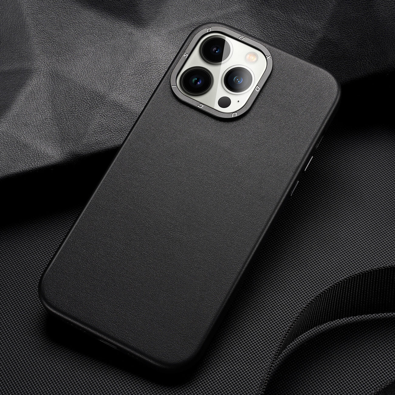Dux Ducis iPhone 14 Pro Grit Leather Case Θήκη με Επένδυση Συνθετικού Δέρματος και MagSafe - Black