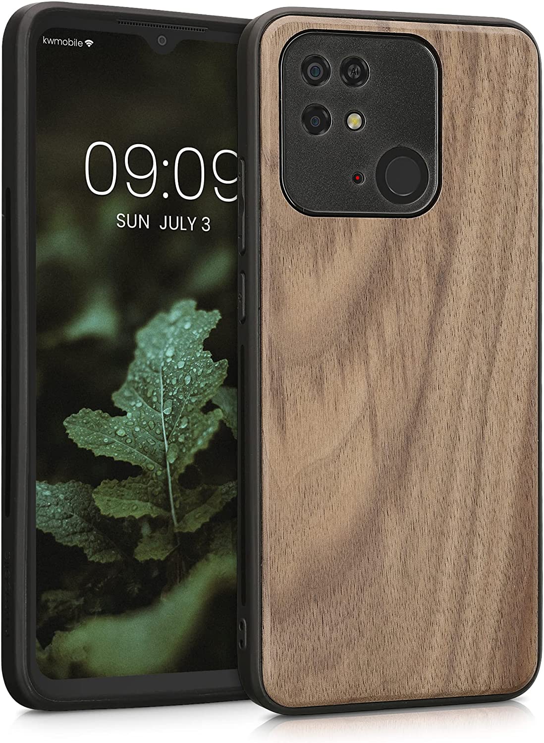 KW Xiaomi Redmi 10C Θήκη από Φυσικό Ξύλο - Dark Brown - 59235.18