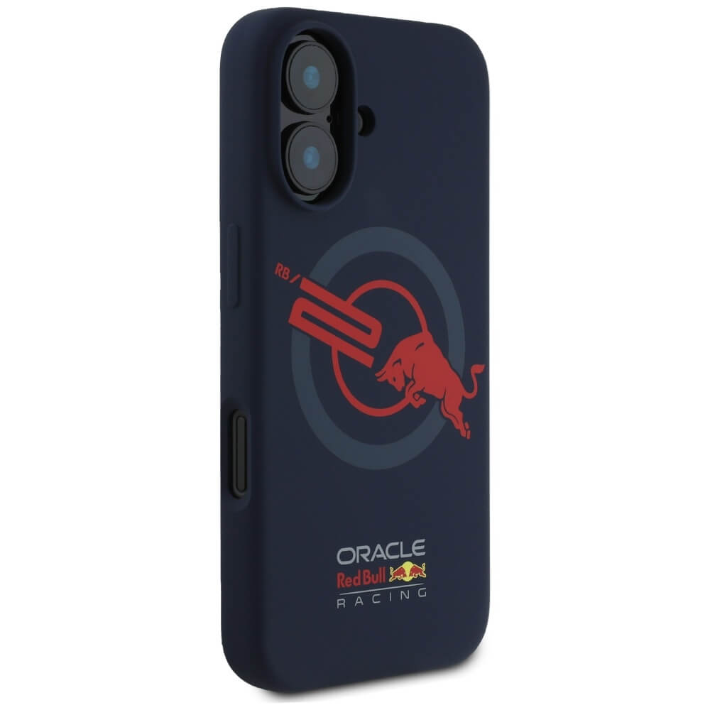 Red Bull iPhone 16 - HC Silicone ORBR20 Logo Red Lining - MagSafe Σκληρή Θήκη με Πλαίσιο Σιλικόνης - Navy Blue - RBHMP16S24SIOLVR