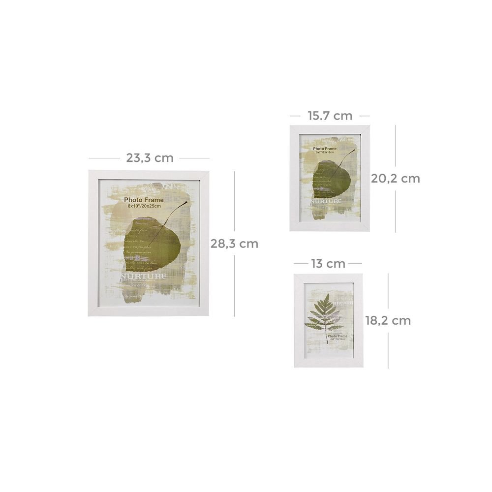 Songmics Σετ με 10 Κορνίζες για Φωτογραφίες - 2 x 20 x 25 cm - 4 x 13 x 18 cm - 4 x 10 x 15 cm - White - RPF310W