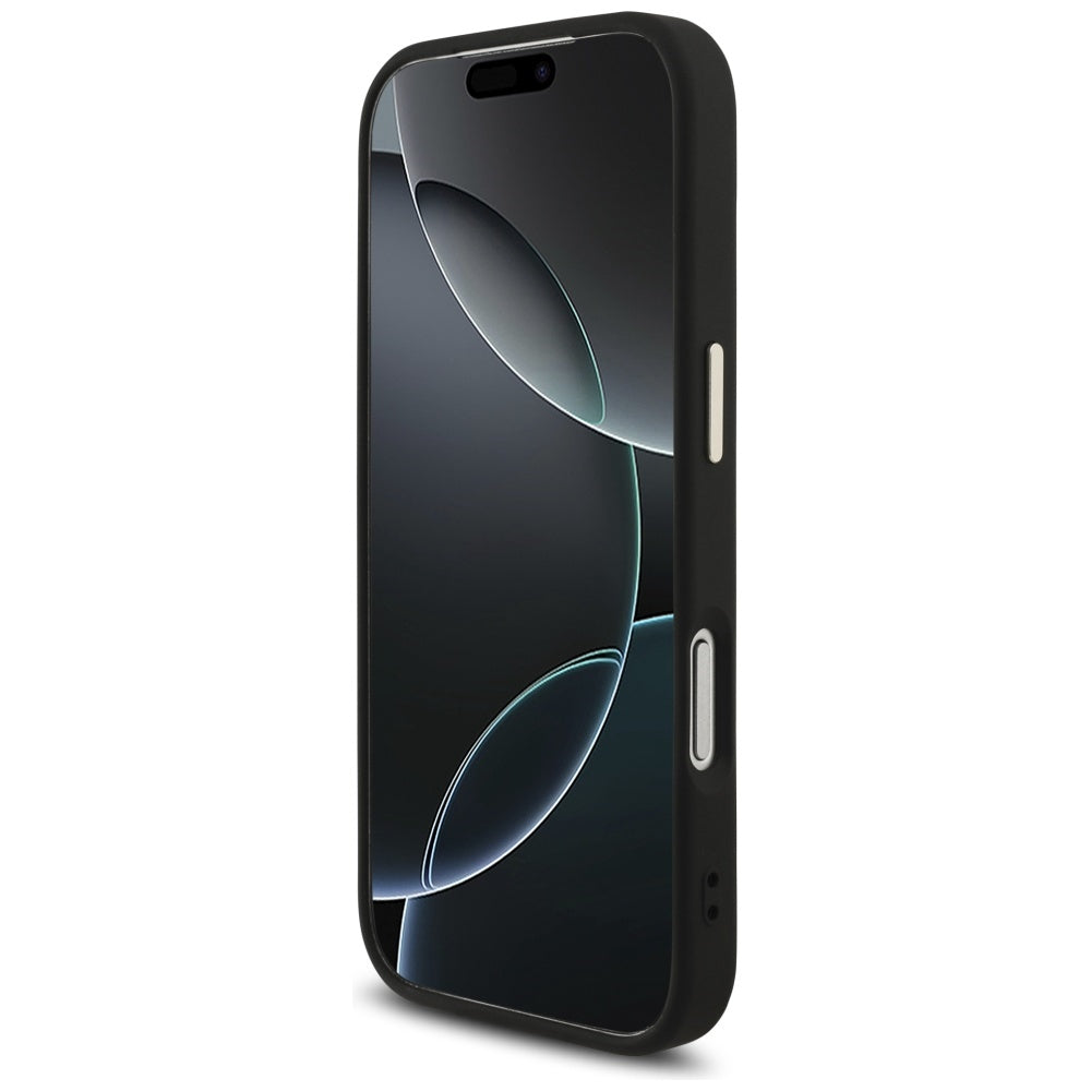 Guess iPhone 17 Pro - 4G Big 4G Classic Logo - Σκληρή Θήκη με Πλαίσιο Σιλικόνης και Επένδυση από Οικολογικό Δέρμα - Black / Gold - GUHCP17L4GMGCGR