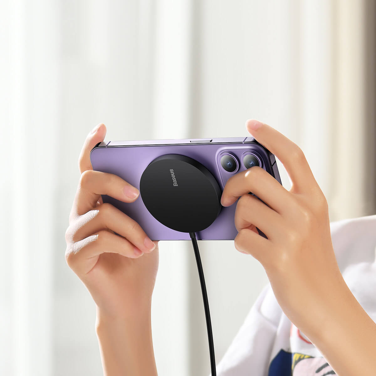 Baseus Simple Mini3 BS-W529 Ασύρματος Φορτιστής MagSafe με Καλώδιο Type-C 15W - Black - CCJJ040001