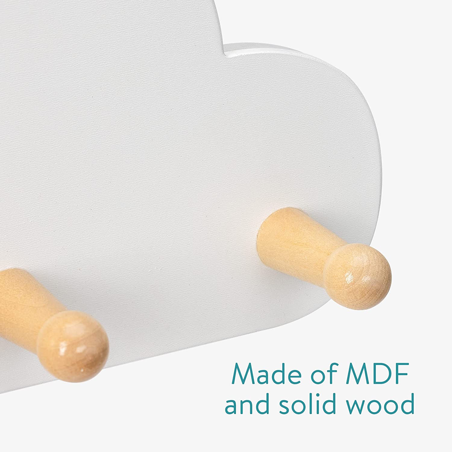 Navaris Παιδική Ξύλινη Κρεμάστρα Τοίχου - Design Cloud / Star - White - 57322.01