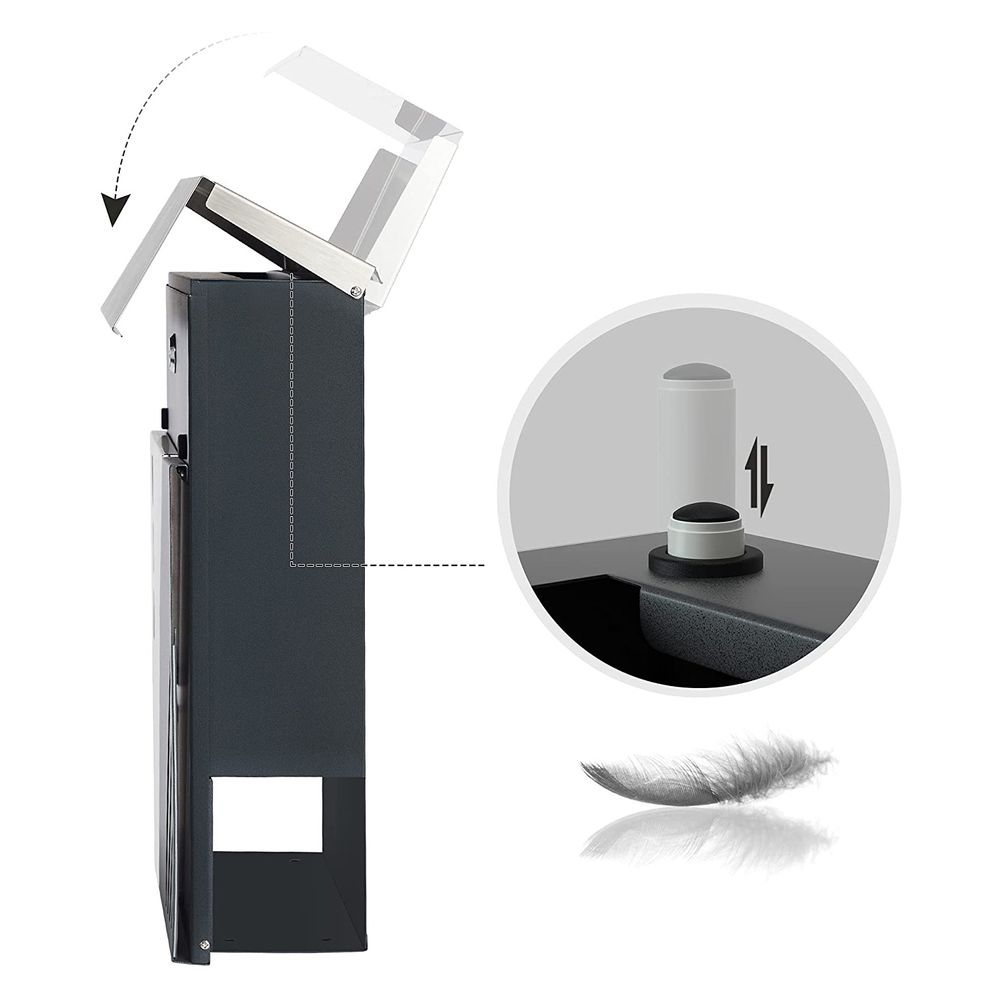 Songmics Επιτοίχιο Μεταλλικό Γραμματοκιβώτιο με Κλειδαριά και Θήκη Εφημερίδων - Anthracite / Silver - GMB053G01