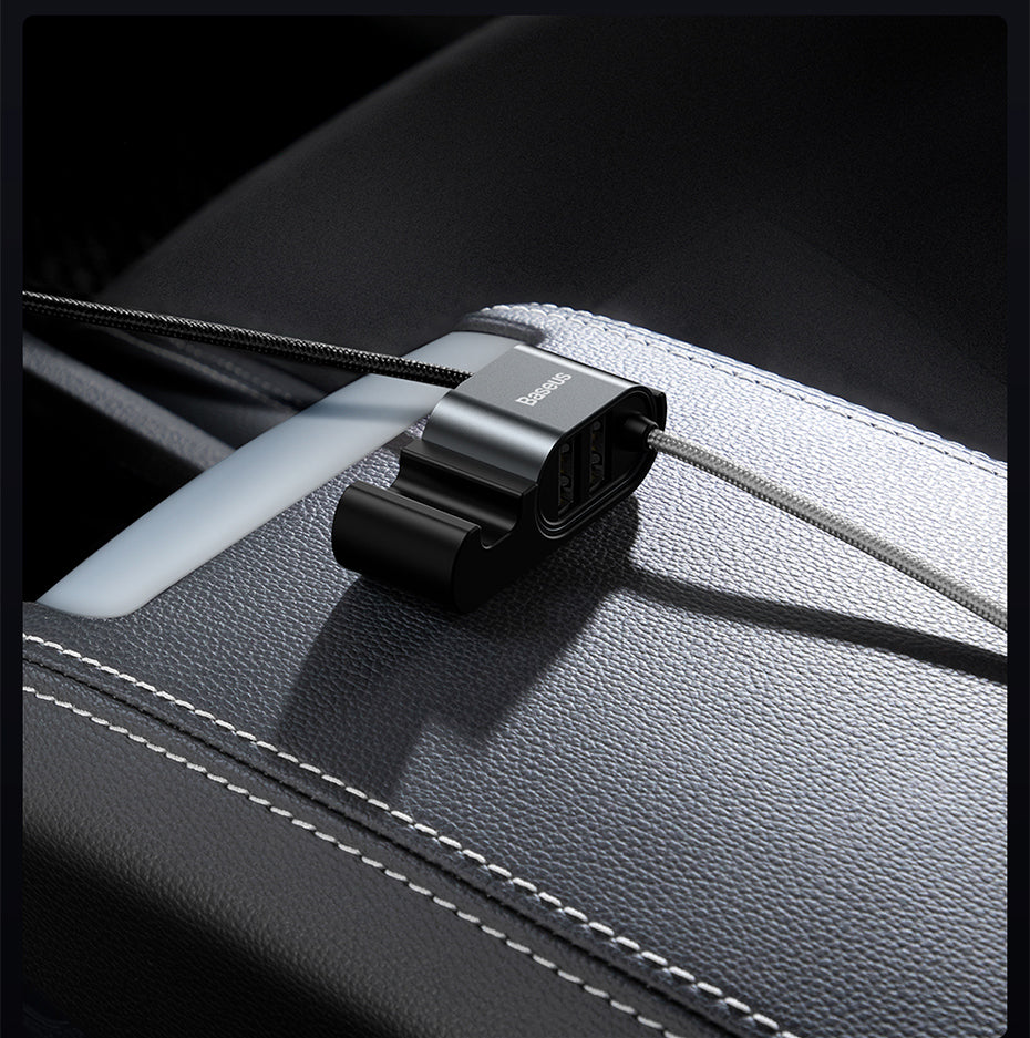 Baseus Special Data Cable for Backseat με 2xUSB Hub με Ενσωματωμένο Καλώδιο Lightning - Black - CALHZ-01