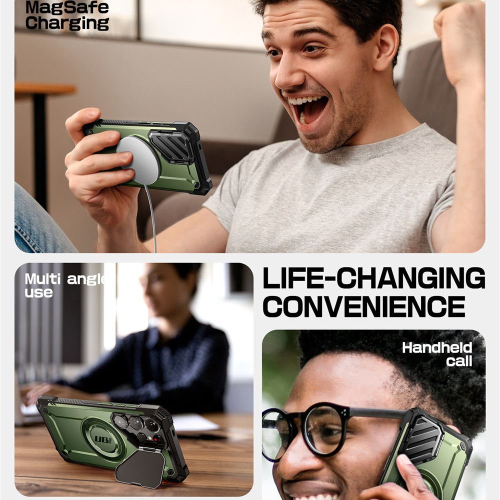 Supcase Samsung Galaxy S25 Ultra UB XT Mag Σκληρή Θήκη με Κάλυμμα Κάμερας / Stand και Magsafe - Green