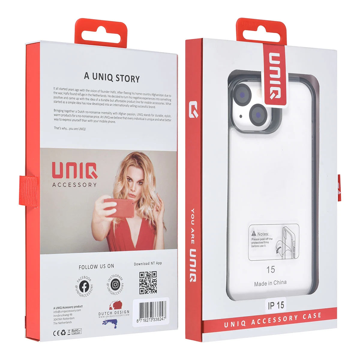 Tuniq iPhone 15 - Σκληρή Θήκη με Πλαίσιο Σιλικόνης - Ημιδιάφανο Μαύρο / Διάφανο