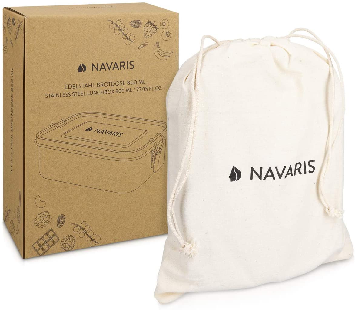 Navaris Μεταλλικό Δοχείο Αποθήκευσης Φαγητού με Διαιρέτη - Silver - 50788.02