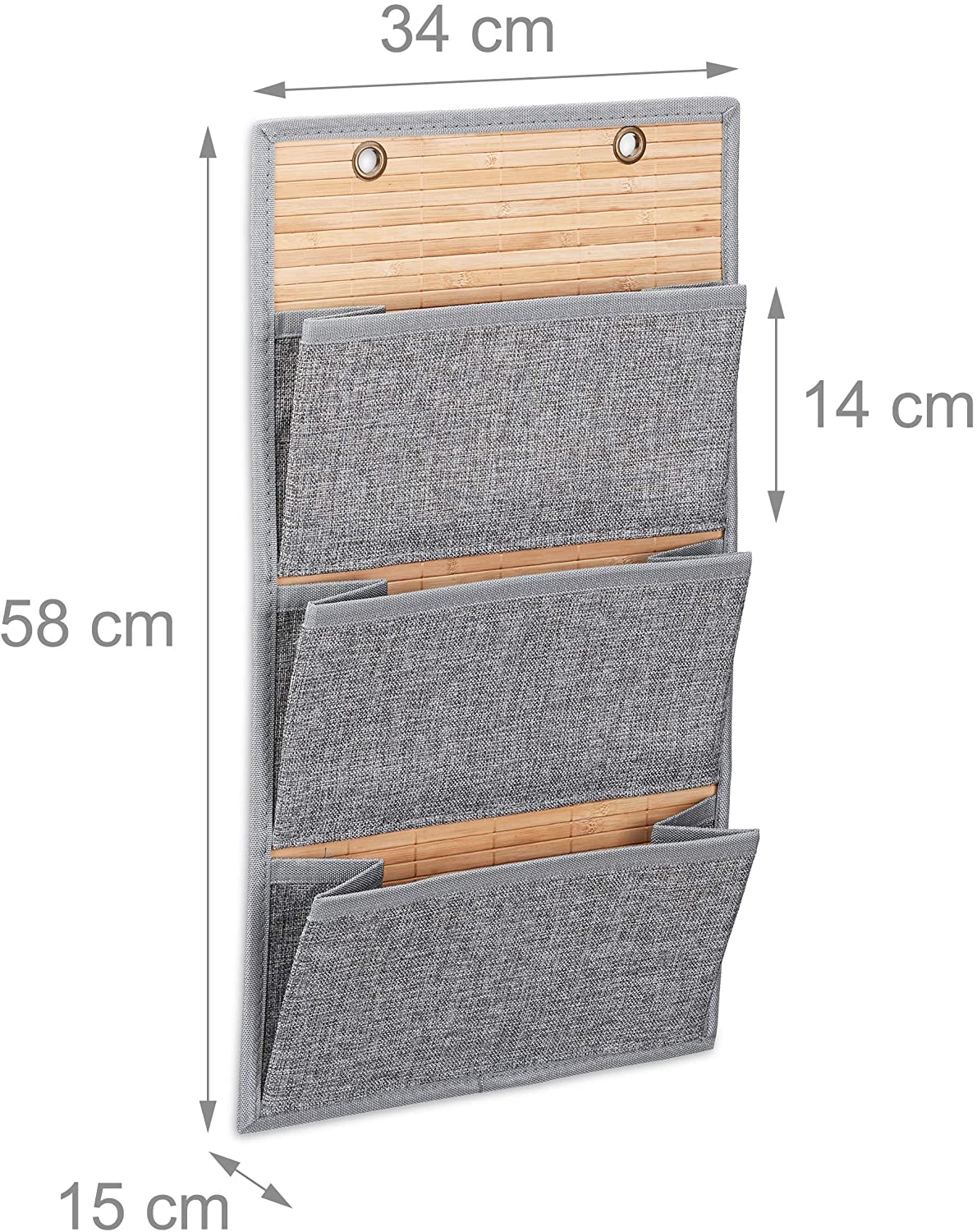 Relaxdays Διοργανωτής Τοίχου από Μπαμπού για το Γραφείο και τον Διάδρομο - Grey - Medium - 4052025960957