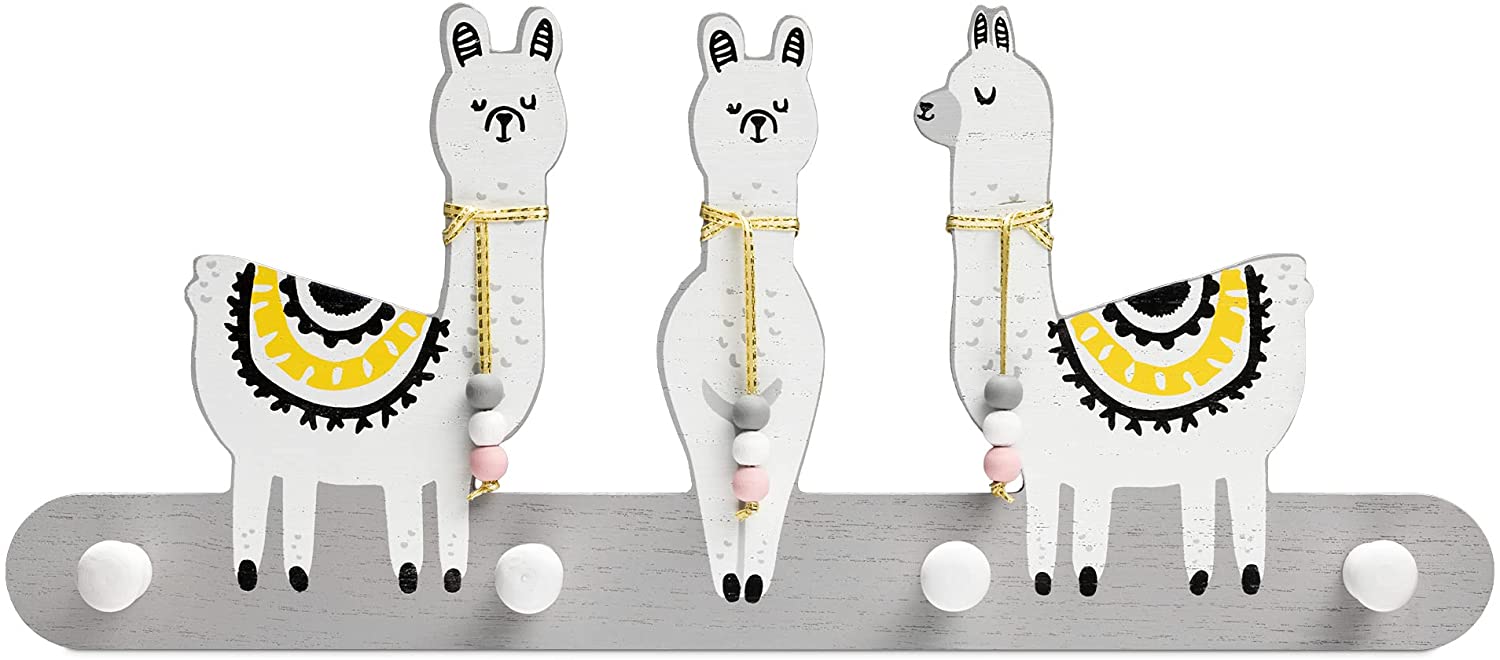 Navaris Ξύλινη Παιδική Κρεμάστρα με 4 Γάντζους - Design Alpaca - White - 54195.01