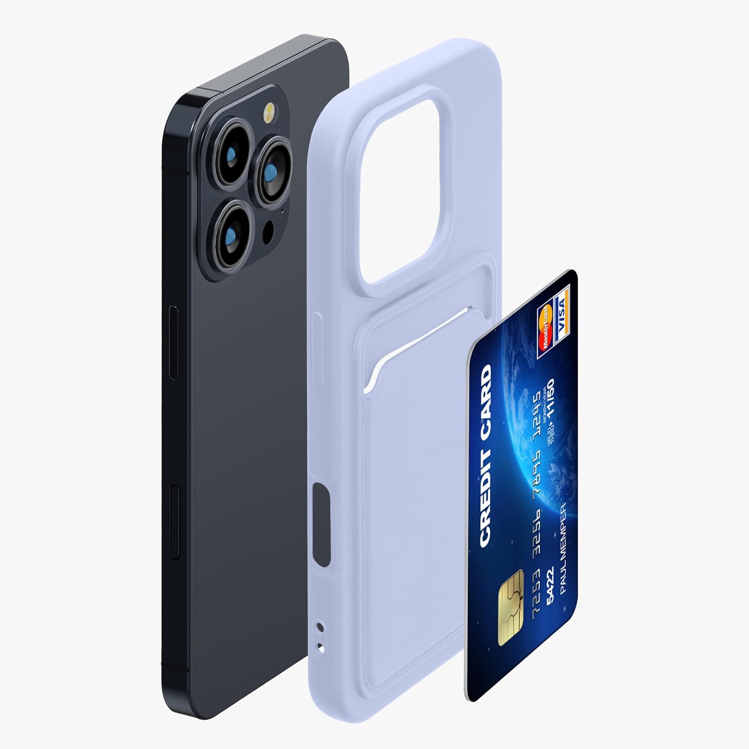 KW iPhone 16 Pro Θήκη Σιλικόνης TPU με Υποδοχή για Κάρτα - Lavender