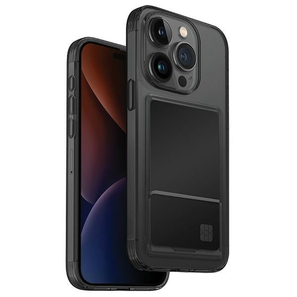 Uniq iPhone 15 Pro Air Fender ID Θήκη Σιλικόνης με Υποδοχή για Κάρτα - Smoked Grey