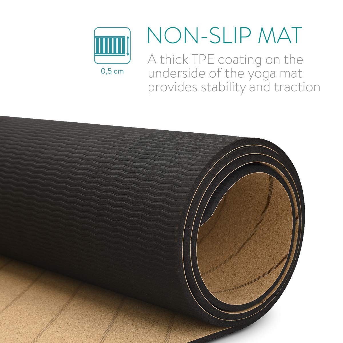 Navaris Workout Mat Στρώμα Γυμναστικής από Φελλό με Χειρολαβή - Brown - 44764.05