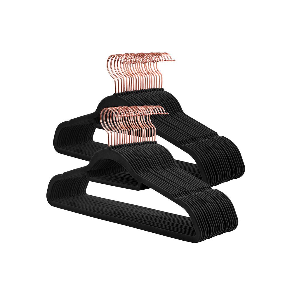 Songmics Σετ με 50 Βελούδινες Κρεμάστρες Ρούχων - Rose Gold / Black - CRF21BK50