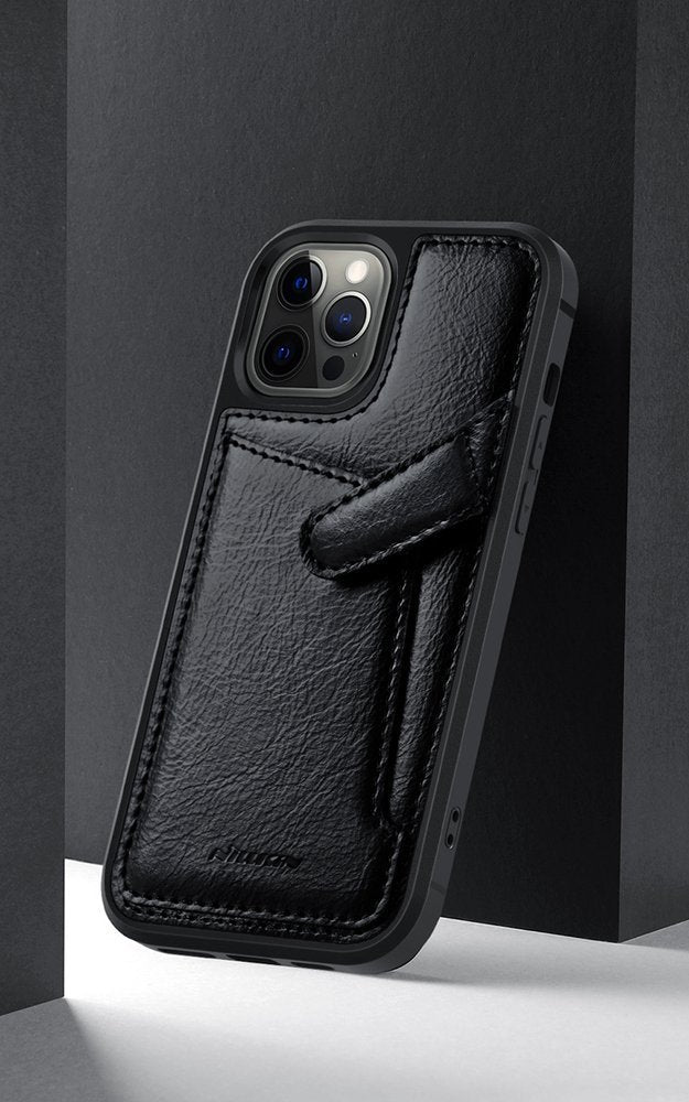Nillkin iPhone 12 / iPhone 12 Pro Aoge Leather Θήκη από Γνήσιο Δέρμα και Υποδοχή για Κάρτα - Black